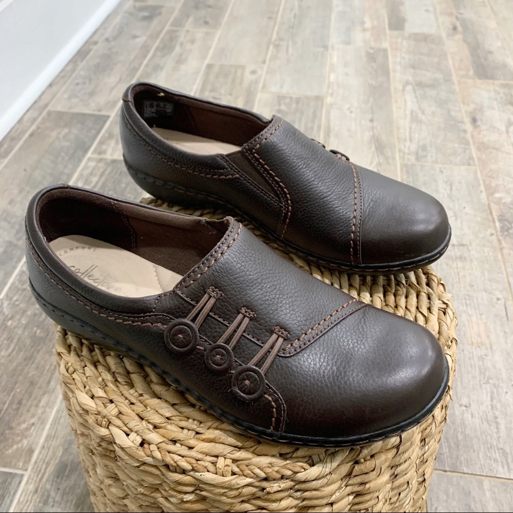 Clarks Women’s Slip On Leather Comfort Shoes